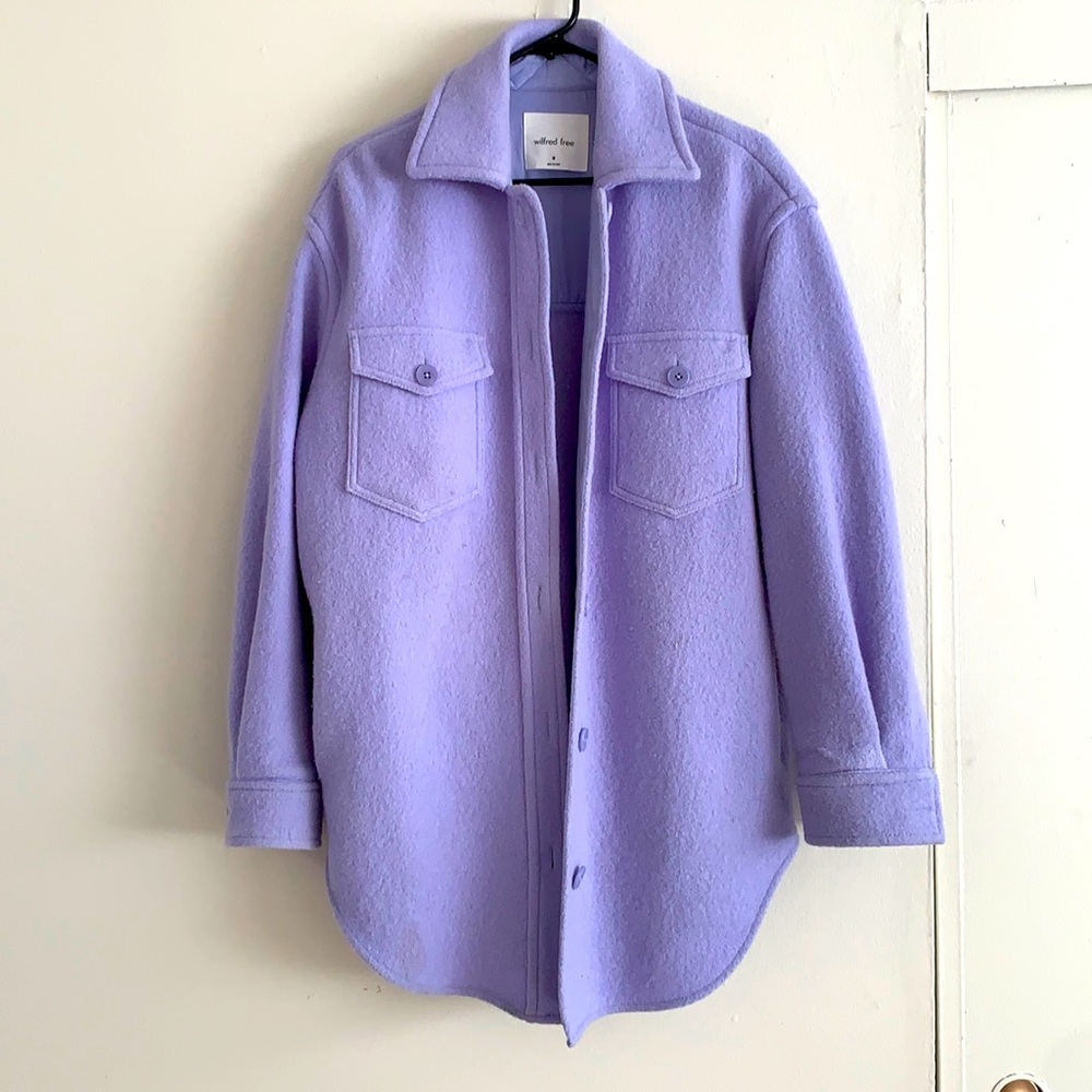 Lavender Aritzia Wilfred fleece jacket oversized